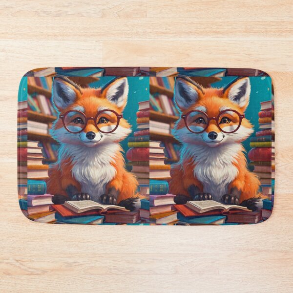 Item preview, Fox Portrait. fox wearing glasses, nerd fox, fox with books designed and sold by FoxVibes.