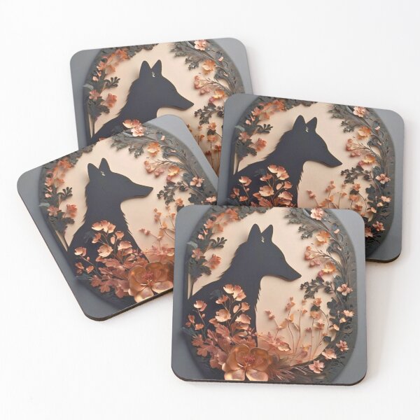 Item preview, Fox Portrait. fox silhouette floral designed and sold by FoxVibes.