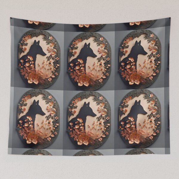 Item preview, Fox Portrait. fox silhouette floral designed and sold by FoxVibes.