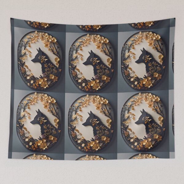 Item preview, Fox Portrait. fox silhouette floral designed and sold by FoxVibes.