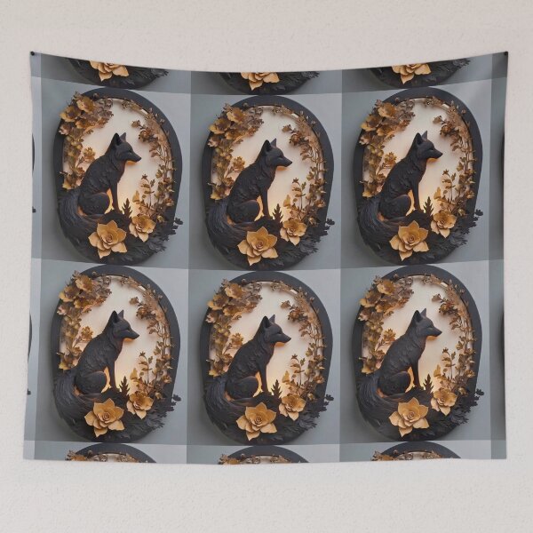 Item preview, Fox Portrait. fox silhouette floral designed and sold by FoxVibes.