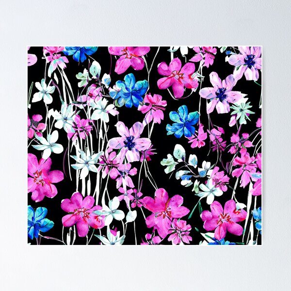 Item preview, Flores pintadas de acuarela sobre negro designed and sold by BeJolley.
