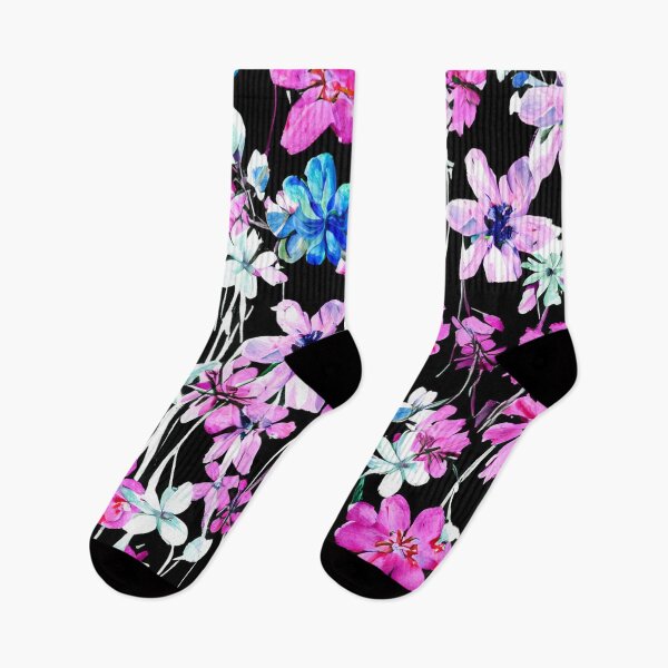 Item preview, Watercolor Painted Flowers on Black designed and sold by BeJolley.