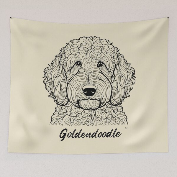 Item preview, Line Drawing Goldendoodle  designed and sold by critterpatchusa.