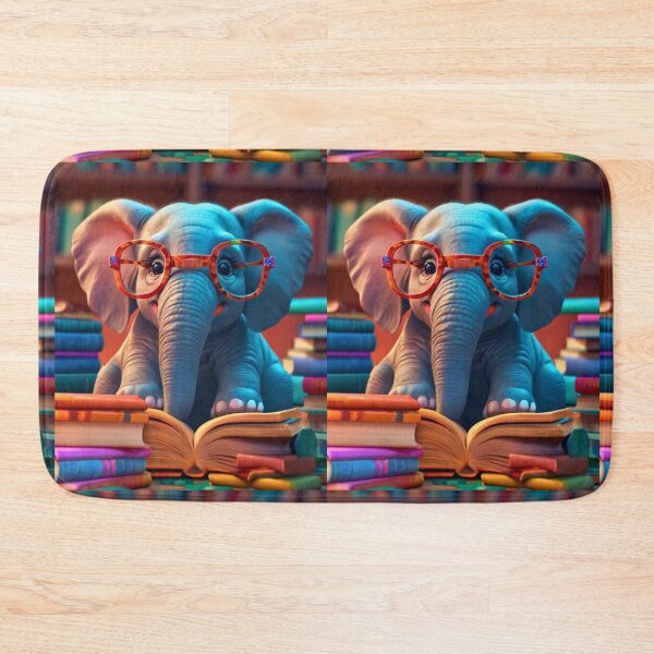 Item preview, Elephant Portrait. elephant wearing glasses, nerdy elephant, elephant with books designed and sold by ElephantVibes.