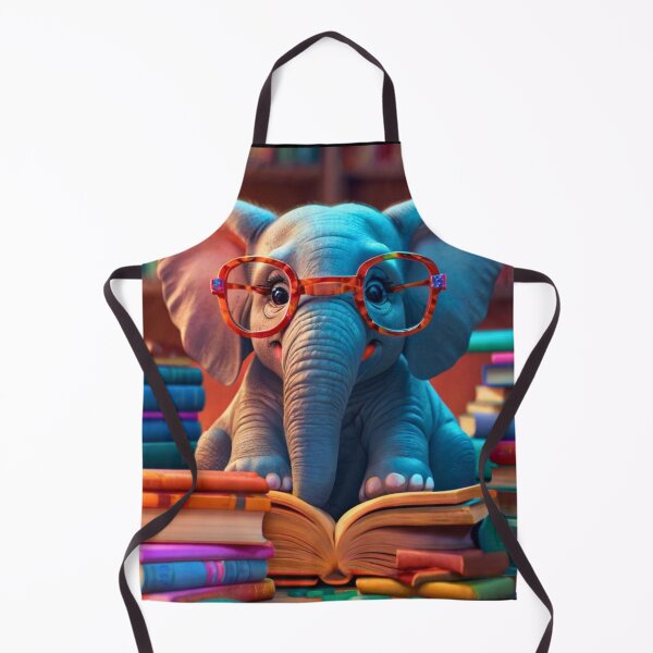 Item preview, Elephant Portrait. elephant wearing glasses, nerdy elephant, elephant with books designed and sold by ElephantVibes.