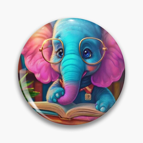 Item preview, Elephant Portrait. elephant wearing glasses, nerdy elephant, elephant with books designed and sold by ElephantVibes.