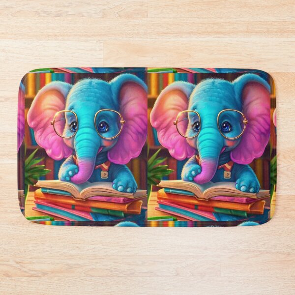Item preview, Elephant Portrait. elephant wearing glasses, nerdy elephant, elephant with books designed and sold by ElephantVibes.