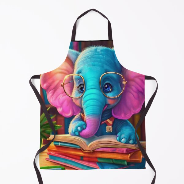Item preview, Elephant Portrait. elephant wearing glasses, nerdy elephant, elephant with books designed and sold by ElephantVibes.