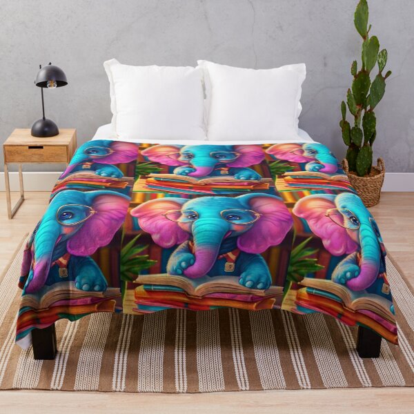Item preview, Elephant Portrait. elephant wearing glasses, nerdy elephant, elephant with books designed and sold by ElephantVibes.