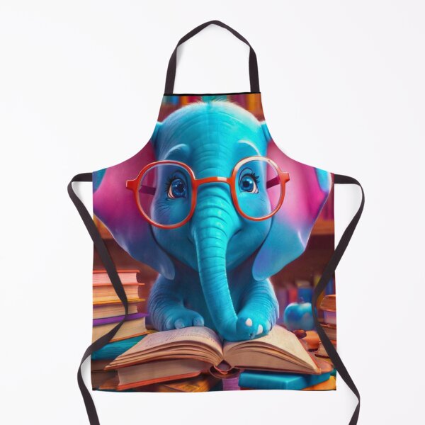 Item preview, Elephant Portrait. elephant wearing glasses, nerdy elephant, elephant with books designed and sold by ElephantVibes.