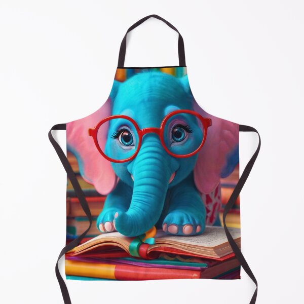 Item preview, Elephant Portrait. elephant wearing glasses, nerdy elephant, elephant with books designed and sold by ElephantVibes.
