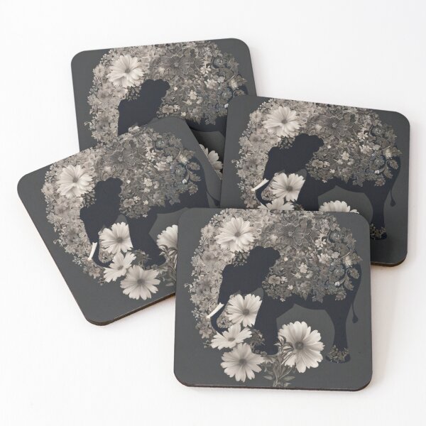 Item preview, Elephant Portrait. elephant silhouette floral designed and sold by ElephantVibes.