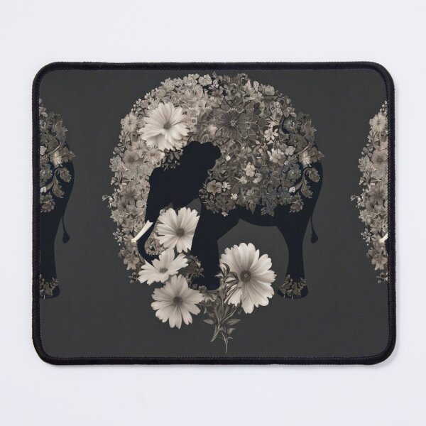 Item preview, Elephant Portrait. elephant silhouette floral designed and sold by ElephantVibes.