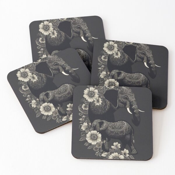 Item preview, Elephant Portrait. elephant silhouette floral designed and sold by ElephantVibes.
