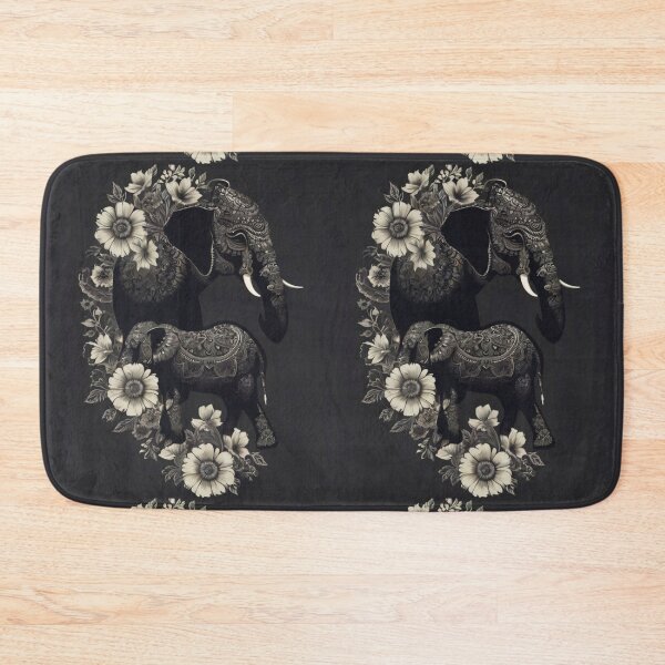 Item preview, Elephant Portrait. elephant silhouette floral designed and sold by ElephantVibes.