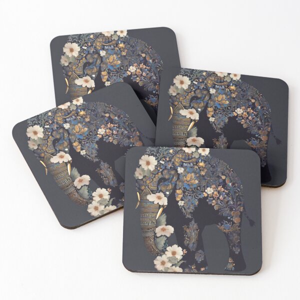 Item preview, Elephant Portrait. elephant silhouette floral designed and sold by ElephantVibes.