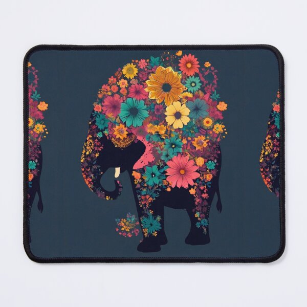 Item preview, Elephant Portrait. elephant silhouette floral designed and sold by ElephantVibes.