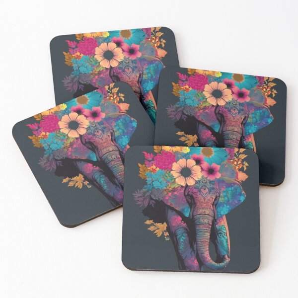 Item preview, Elephant Portrait. elephant silhouette floral designed and sold by ElephantVibes.