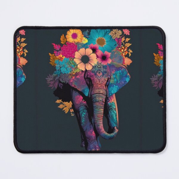 Item preview, Elephant Portrait. elephant silhouette floral designed and sold by ElephantVibes.