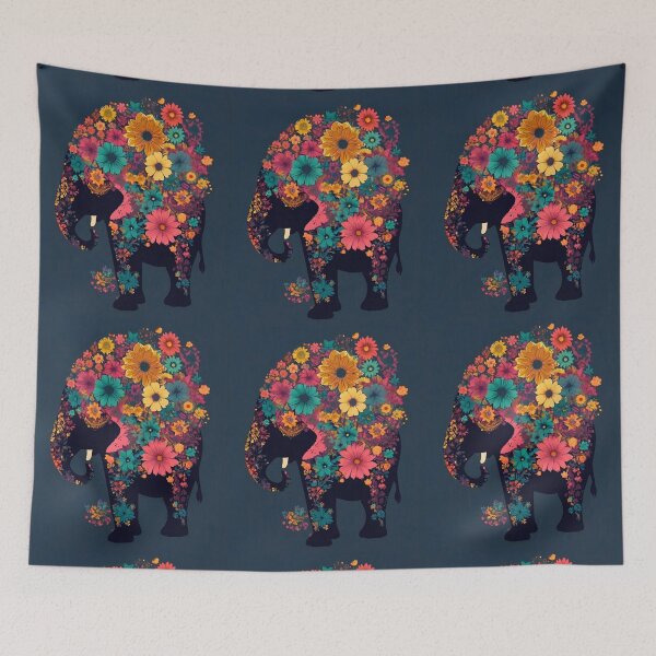 Item preview, Elephant Portrait. elephant silhouette floral designed and sold by ElephantVibes.