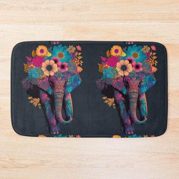 Item preview, Elephant Portrait. elephant silhouette floral designed and sold by ElephantVibes.