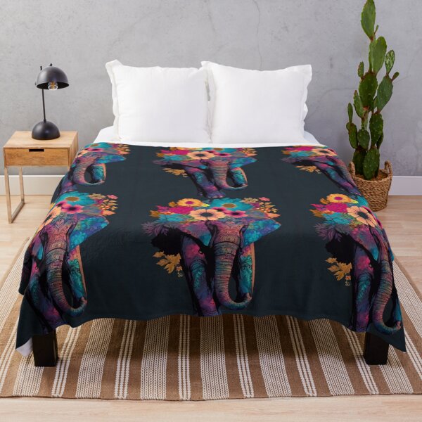 Item preview, Elephant Portrait. elephant silhouette floral designed and sold by ElephantVibes.