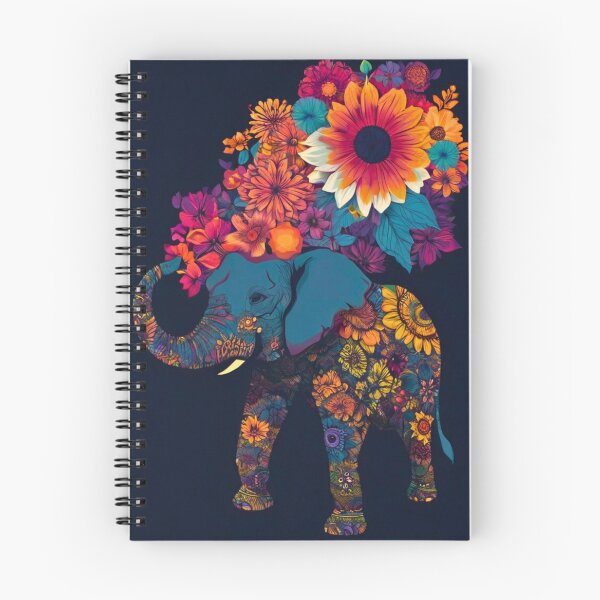 Item preview, Elephant Portrait. elephant silhouette floral designed and sold by ElephantVibes.