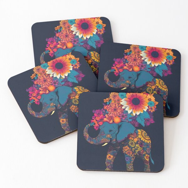 Item preview, Elephant Portrait. elephant silhouette floral designed and sold by ElephantVibes.