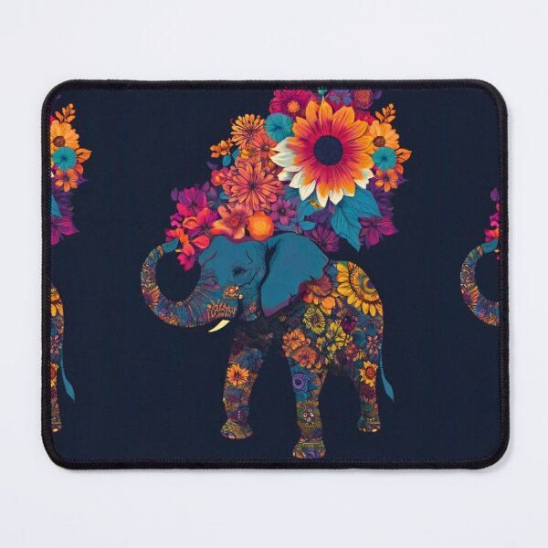 Item preview, Elephant Portrait. elephant silhouette floral designed and sold by ElephantVibes.