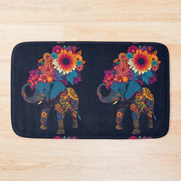 Item preview, Elephant Portrait. elephant silhouette floral designed and sold by ElephantVibes.