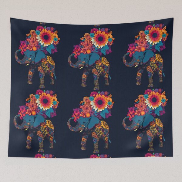 Item preview, Elephant Portrait. elephant silhouette floral designed and sold by ElephantVibes.