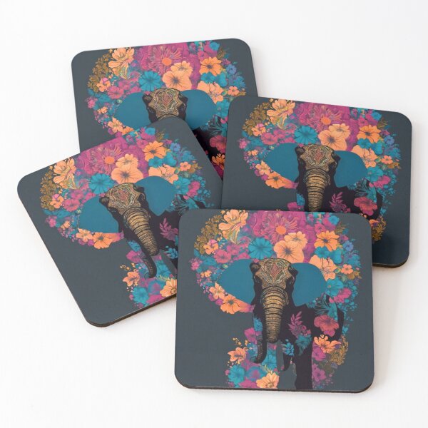 Item preview, Elephant Portrait. elephant silhouette floral designed and sold by ElephantVibes.