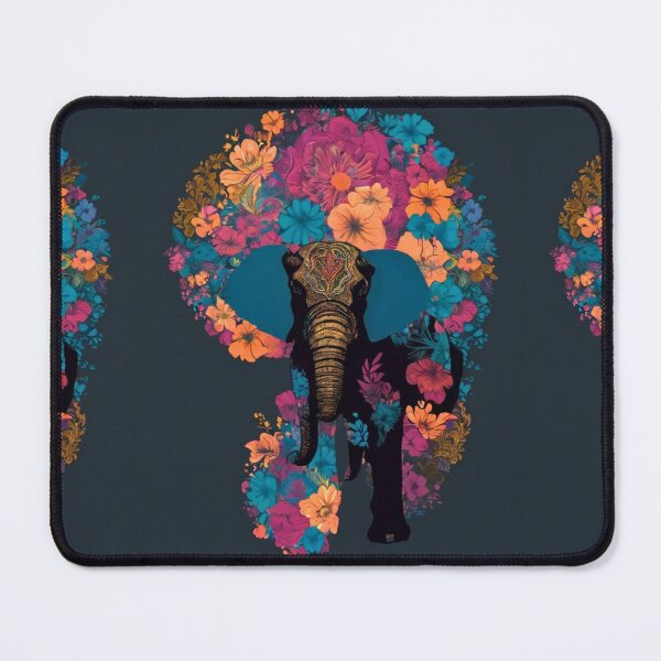 Item preview, Elephant Portrait. elephant silhouette floral designed and sold by ElephantVibes.