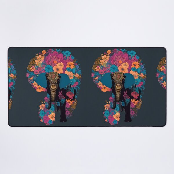 Item preview, Elephant Portrait. elephant silhouette floral designed and sold by ElephantVibes.