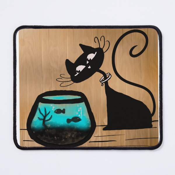 Item preview, Curious Cat and the Fish (Cosmic Cats Series) designed and sold by ArtbyMikkiC.