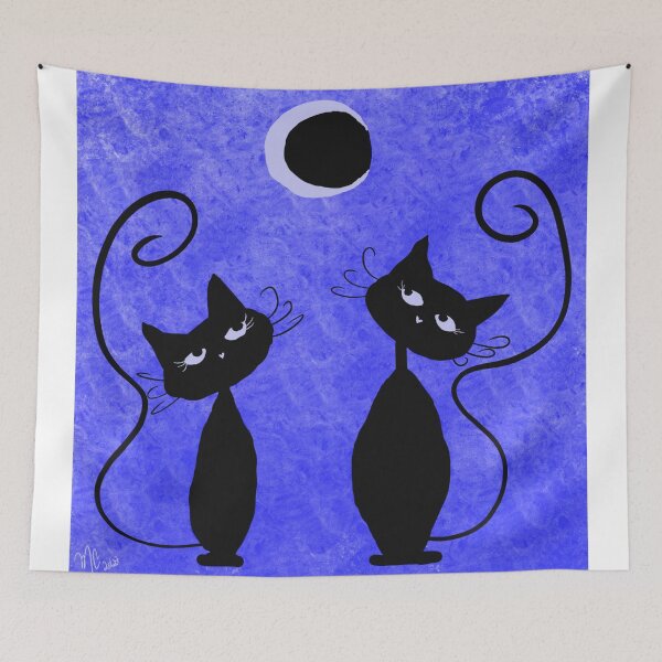 Item preview, Moon Gazers (Cosmic Cats Series) designed and sold by ArtbyMikkiC.