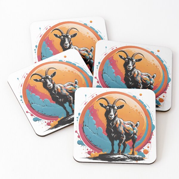 Item preview, Colorful Goat Abstract Ink Billy Goat designed and sold by BeeFigDesigns.