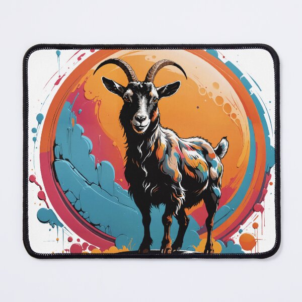 Item preview, Colorful Goat Abstract Ink Billy Goat designed and sold by BeeFigDesigns.