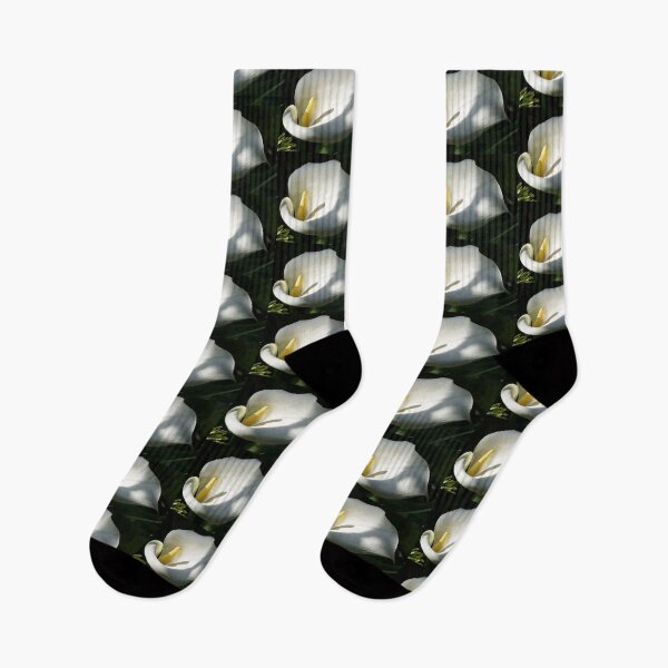 Item preview, White Calla Lilies Over Black Background In Soft Focus designed and sold by taiche.
