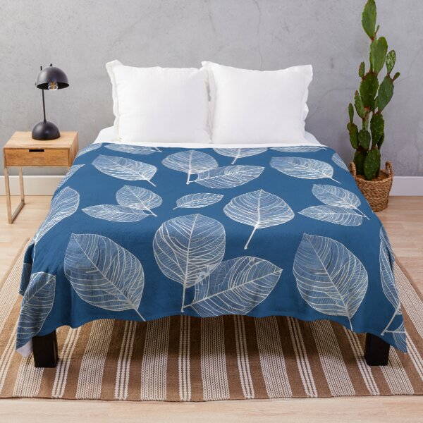Item preview, Skeleton leaves white lines blue background designed and sold by kizenya.