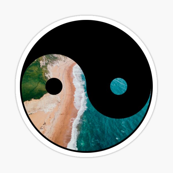 Vista previa del artículo con la obra «Ying Yang Beach / Campamento de viajes de placer», diseñado y vendido por StrangeStreet.