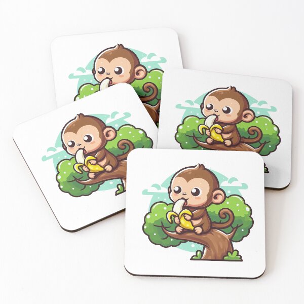 Item preview, Cartoon monkey eating banana on tree designed and sold by MzulhilmiZam.