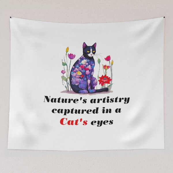 Item preview, Nature's artistry captured in a cat's eyes - Cat in Lotus Flowers quote 2 designed and sold by Tom-Johnson.