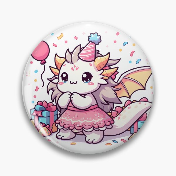 Item preview, Kawaii Delightful Chimera With Party Dress Celebrating With Confetti designed and sold by CanvasCutie.