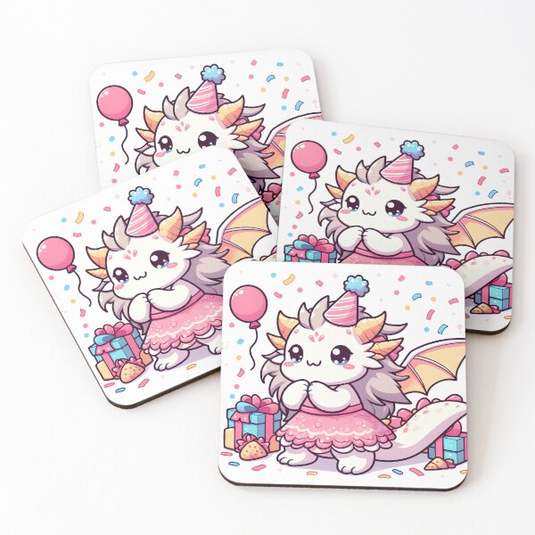 Item preview, Kawaii Delightful Chimera With Party Dress Celebrating With Confetti designed and sold by CanvasCutie.