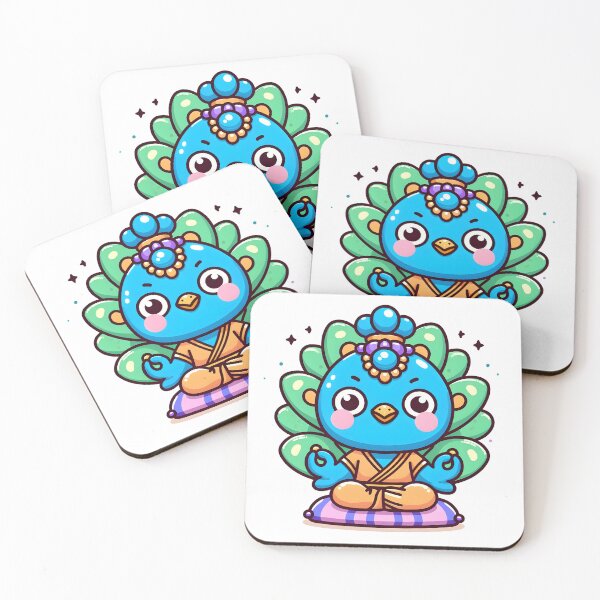Item preview, Kawaii Peacock With A Meditation Cushion designed and sold by CanvasCutie.