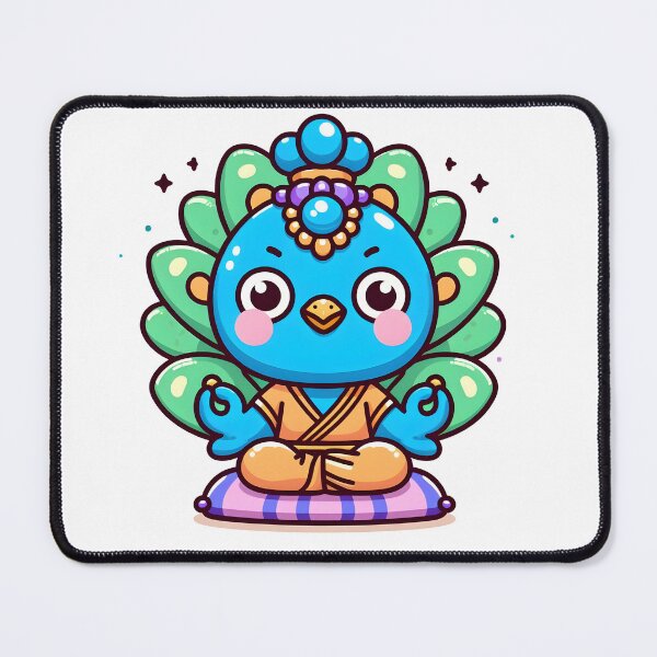 Item preview, Kawaii Peacock With A Meditation Cushion designed and sold by CanvasCutie.