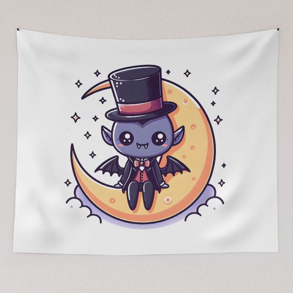 Item preview, Kawaii Whimsical Vampire With Top Hat designed and sold by CanvasCutie.