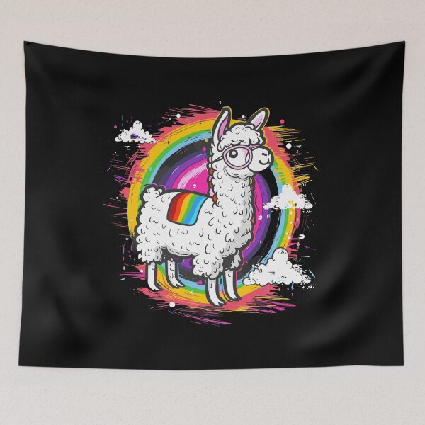 Item preview, Funky Alpaca with Colorful Rainbow Stripes  designed and sold by yoddel.